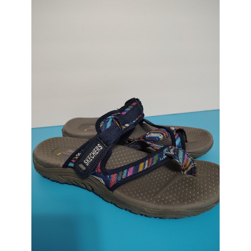Skechers Womens Sz 7 Reggae Zig Swag sandals multi color aztec  Boho Rasta